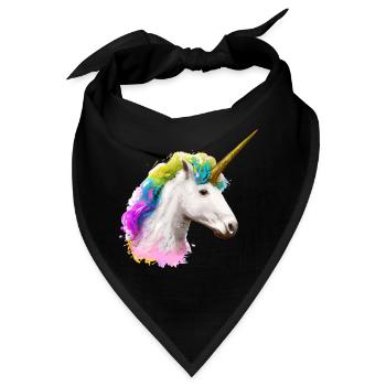 Farbenfrohes Einhorn - Bandana - Schwarz - Vorne