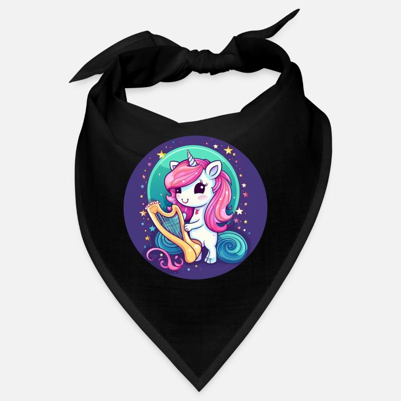Unicorn playing harp at sunset Bandana