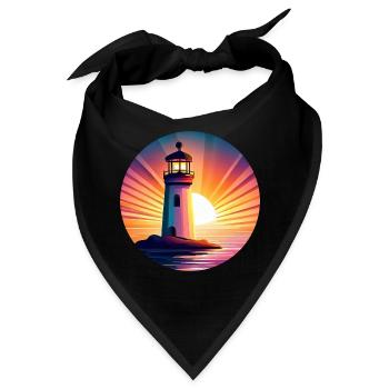 Leuchtturm bei Sonnenuntergang - Malerisches - Bandana - Schwarz - Vorne