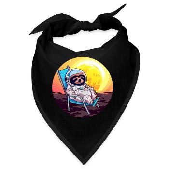 Astronauten-Faultier im Liegestuhl - Originelles - Bandana - Schwarz - Vorne