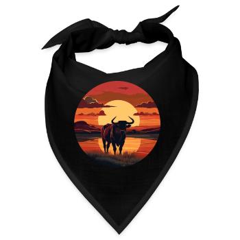 Kuh, Ochse, Bulle im Sunset - Faszinierendes Tierd - Bandana - Schwarz - Vorne