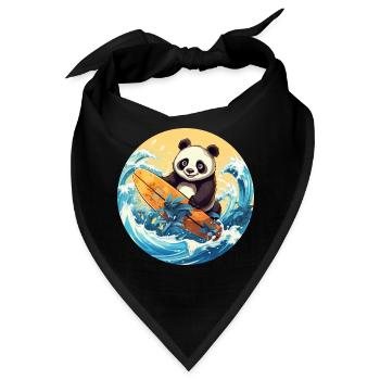 Surfender Panda beim Sonnenuntergang - Bandana - Schwarz - Vorne