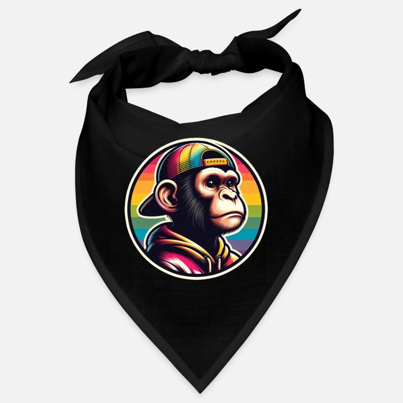 Affe Hoodie Cap Regenbogen - Bandana - Schwarz