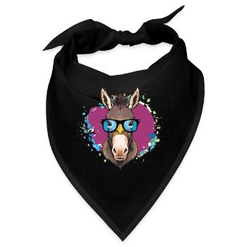 Esel,graffiti ,malerei , bunt,Nerd - Bandana - Schwarz - Vorne