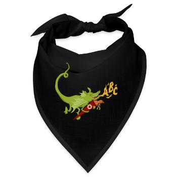 Drache mit Schultüte ABC-Flammen - Bandana - Schwarz - Vorne