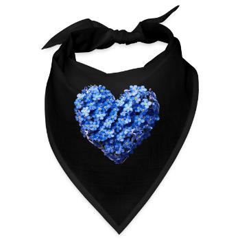 Herz,Blumenherz, Vergissmeinnicht, lila, Blumen - Bandana - Schwarz - Vorne