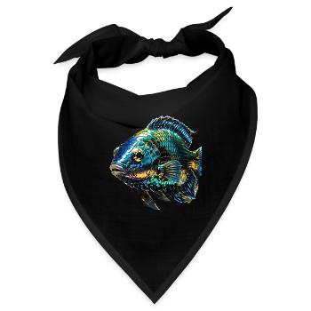 fisch,pailetten,metallisch,gold - Bandana - Schwarz - Vorne