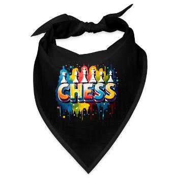 Schach mit Figuren, Farbe, schwarzem Rand - Bandana - Schwarz - Vorne
