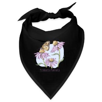 Botanische Zeichnung des violetten Sonnenhuts - Bandana - Schwarz - Vorne