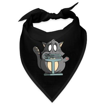 Witzige Katze auf Waage - Übergewicht abnehmen - Bandana - Schwarz - Vorne