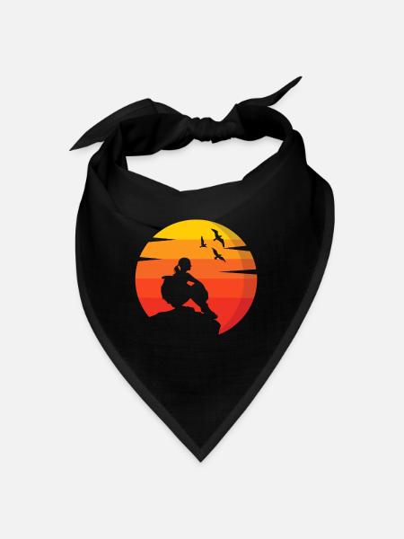 Retro Sonne Berge Wandern Klettern Natur - Bandana - Schwarz