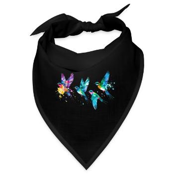 vögel,bunte vögel,fliegen, illustration,vogel - Bandana - Schwarz - Vorne