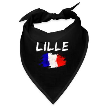 Lille Frankreich Flagge Stadt Lille - Bandana - Schwarz - Vorne