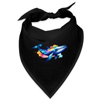 Wal, Walfisch,Graffiti, bunt, Malerei - Bandana - Schwarz - Vorne