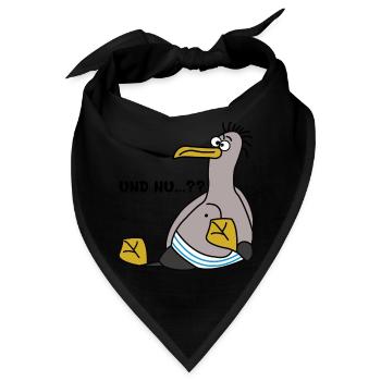 Eine Möwe die schielt und sitzt mit Spruch - Bandana - Schwarz - Vorne