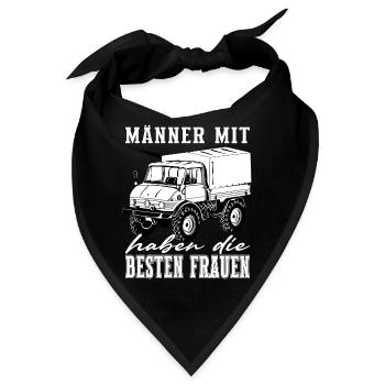 Männer mit Unimog - Offroad - Universal Motorgerät - Bandana - Schwarz - Vorne
