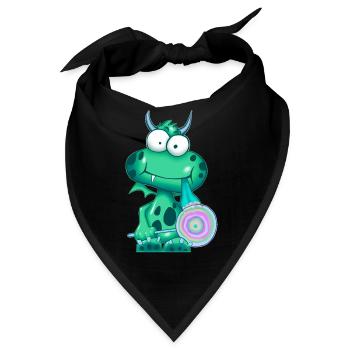 Grünes Monster mit Lolli - Bandana - Schwarz - Vorne