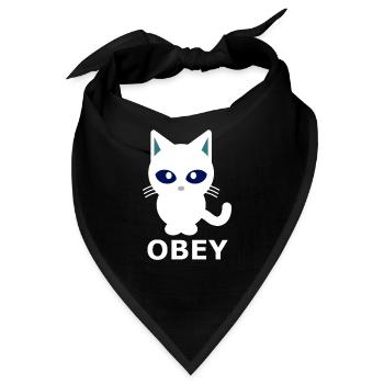 Katze Kätzchen gehorchen Spaß Obey Herrin - Bandana - Schwarz - Vorne