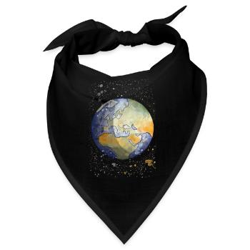 Aquarell Illustration Globus - Bandana - Schwarz - Vorne