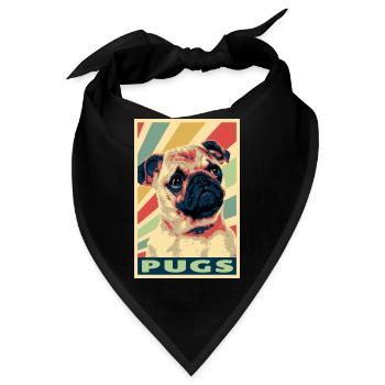 Mops Vintage Farben - Bandana - Schwarz - Vorne