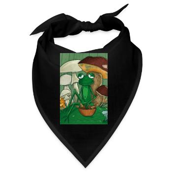 Frosch sammelt Pilze - Bandana - Schwarz - Vorne