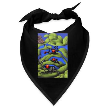 Frösche auf Pflanze - Bandana - Schwarz - Vorne