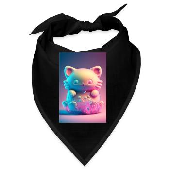 Bunte Katze - Bandana - Schwarz - Vorne