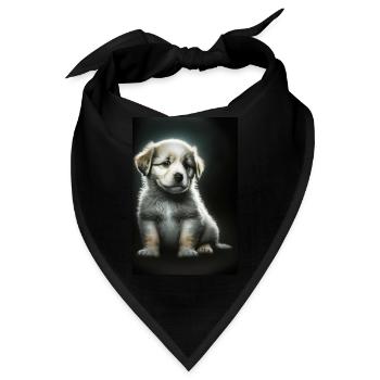 Weißer Welpe - Bandana - Schwarz - Vorne