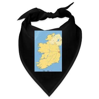 Irland Karte mit Städten Straßen Flüssen Seen - Bandana - Schwarz - Vorne