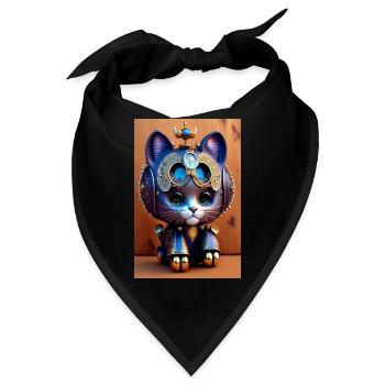 Niedlicher Uhrwerk Baby-Katze Android - Bandana - Schwarz - Vorne