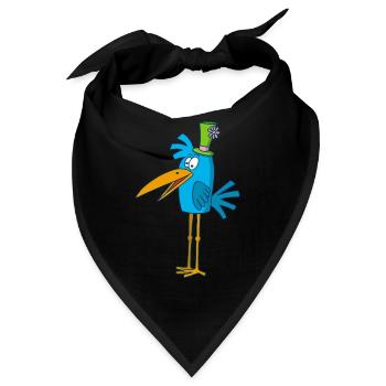 Blauer Vogel und sein Hut - Bandana - Schwarz - Vorne