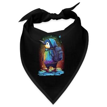 Pinguin auf dem Weg zur Schule - Bandana - Schwarz - Vorne