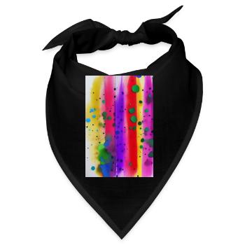 Farbspritzer und Linien - Bandana - Schwarz - Vorne