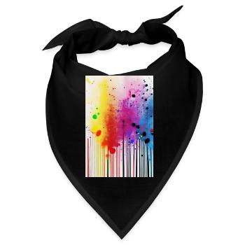 Farbspritzer und Linien - Bandana - Schwarz - Vorne