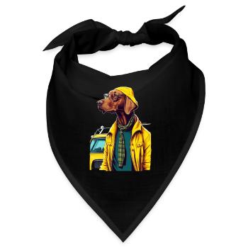 Magyar Vizsla im gelben Mantel - Bandana - Schwarz - Vorne