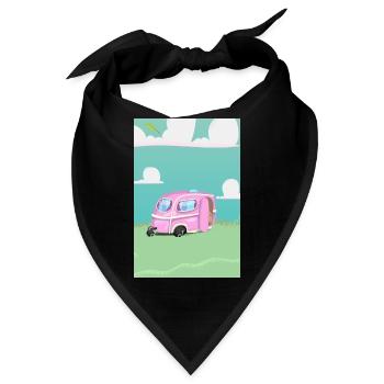 Pink Caravan Karikatur - Bandana - Schwarz - Vorne