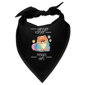 Zwergspitz Winziger Körper Riesiges Herz - Bandana - Schwarz - Vorne
