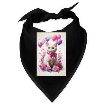 Schöne BLSMCO-Katze mit rosa Rosen - Bandana - Schwarz - Vorne