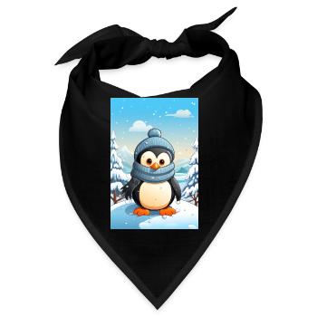 Pinguin im Winterwonderland - Bandana - Schwarz - Vorne