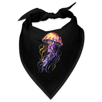 Qualle Aquarell - Bandana - Schwarz - Vorne