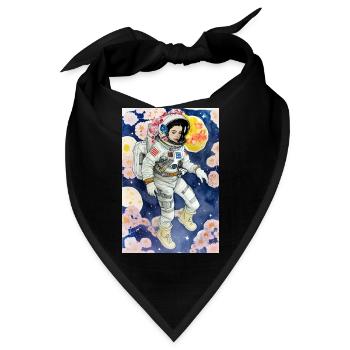 Weiblicher Astronaut mit Blumen im All / Weltraum - Bandana - Schwarz - Vorne
