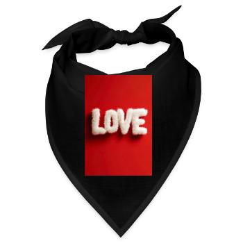 Pelzige LIEBE auf rotem Hintergrund - Bandana - Schwarz - Vorne