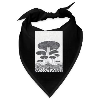 Optischer Pilzwald - Bandana - Schwarz - Vorne