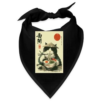 Samurai-Katze genießt Ramen - Bandana - Schwarz - Vorne