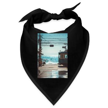 Japanische Zugüberfahrt am Meer - Bandana - Schwarz - Vorne