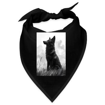Illustration eines Wolfes - Bandana - Schwarz - Vorne