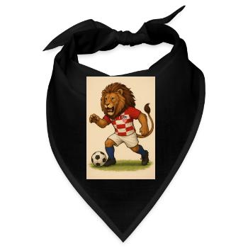 Löwe im Kroatien Fußballjersey - Bandana - Schwarz - Vorne