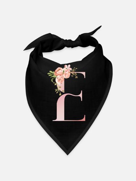 Pastellflorales Monogramm E - Bandana - Schwarz