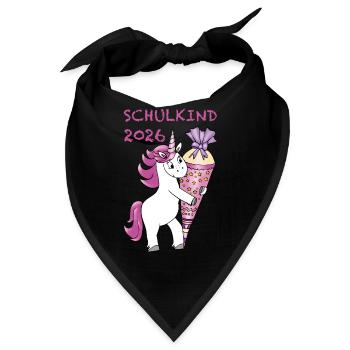 Einhorn mit Zuckertüte Einschulung Schulkind 2026 - Bandana - Schwarz - Vorne