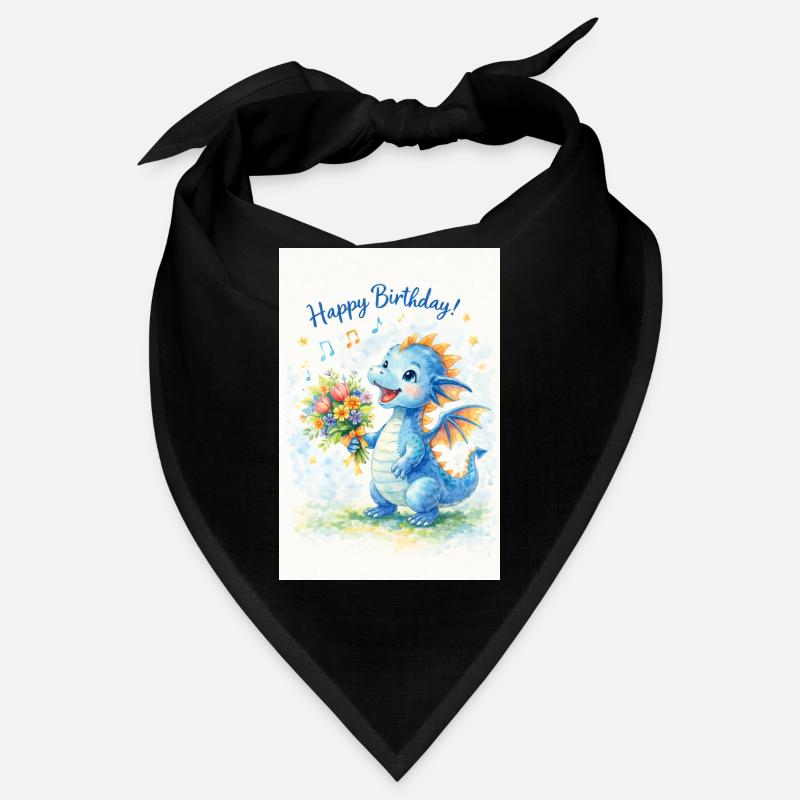 Dragon bleu avec bouquet de fleurs Bandana